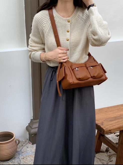 Vintage Versatile Multi Pocket Side Shoulder Bags Adjustable Straps